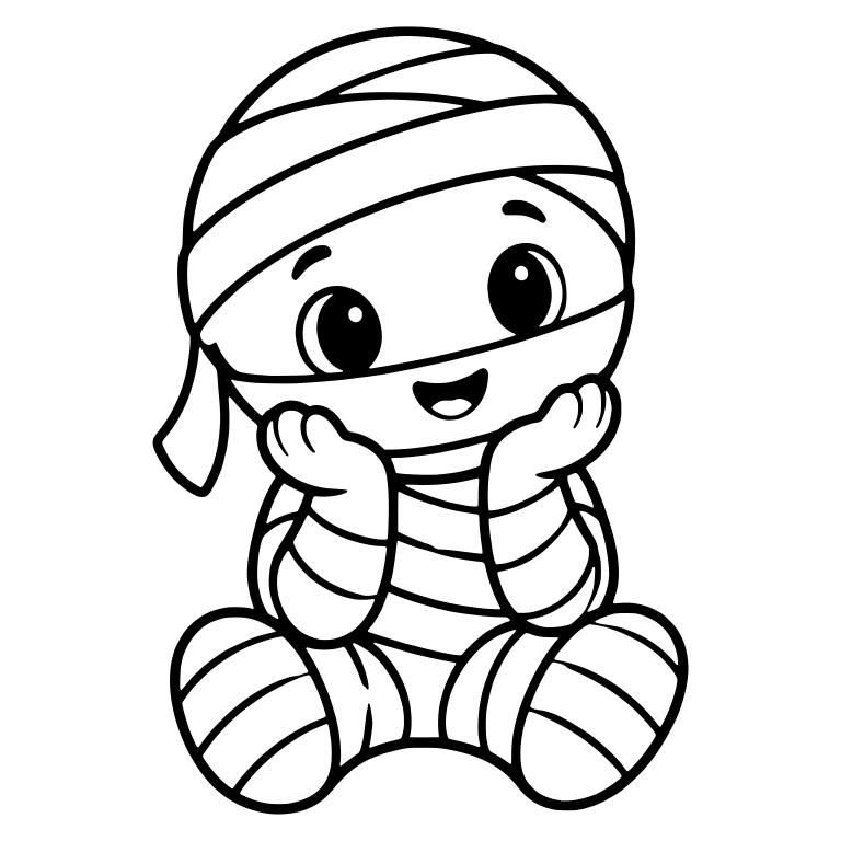 Happy Mummy Sitting With Hands on Cheeks — free fantasy-creature SVG cut file