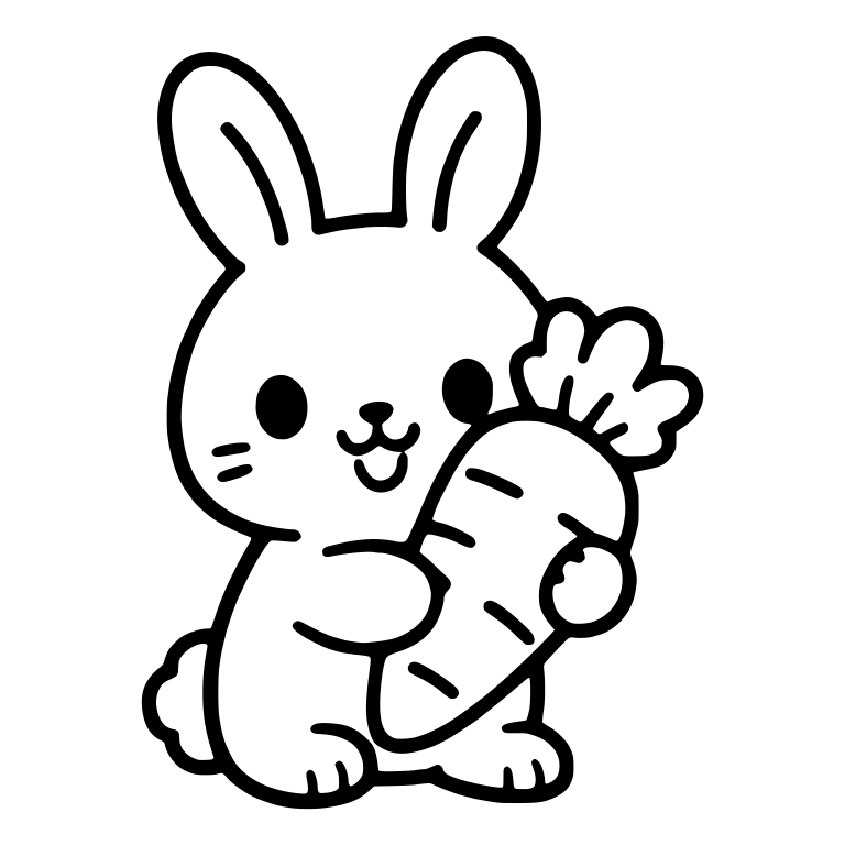 Standing Bunny Holding A Carrot With Dot Eyes And Smile — free animal SVG cut file