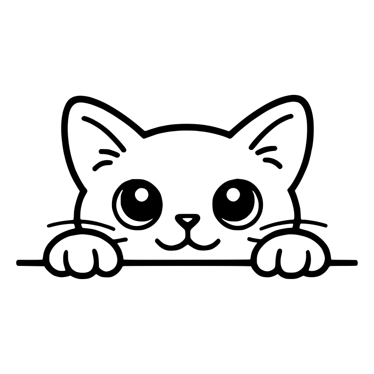 Big-Eyed Kitten Peeking Over Ledge With Smile — free animal SVG cut file