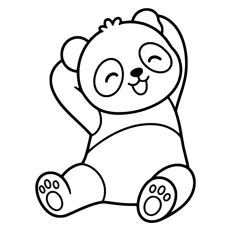 Sitting Panda Cub Stretching Arms Behind Head — free animal SVG cut file