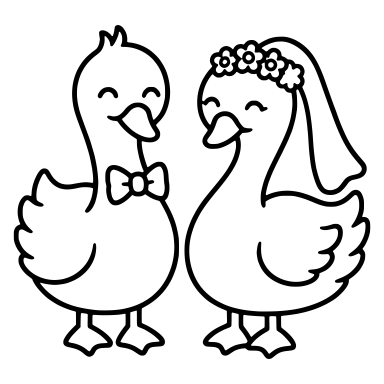 Swan Bride and Groom With Veil and Bow Tie — free animal SVG cut file