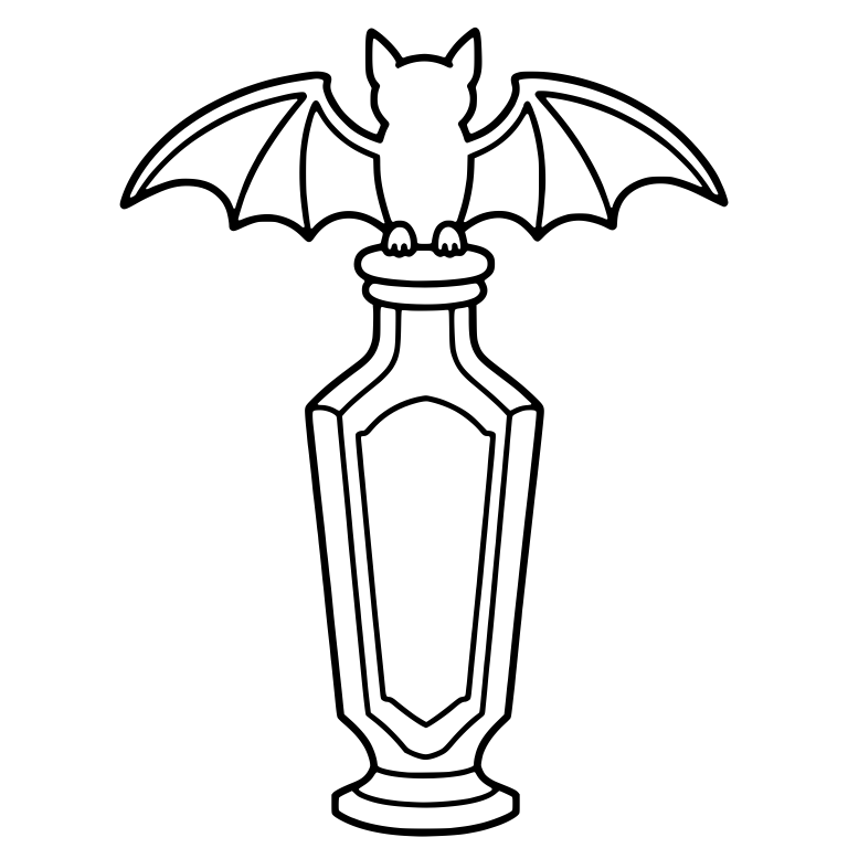 Bat Perched on Tall Bottle with Wings Spread — free objects SVG cut file