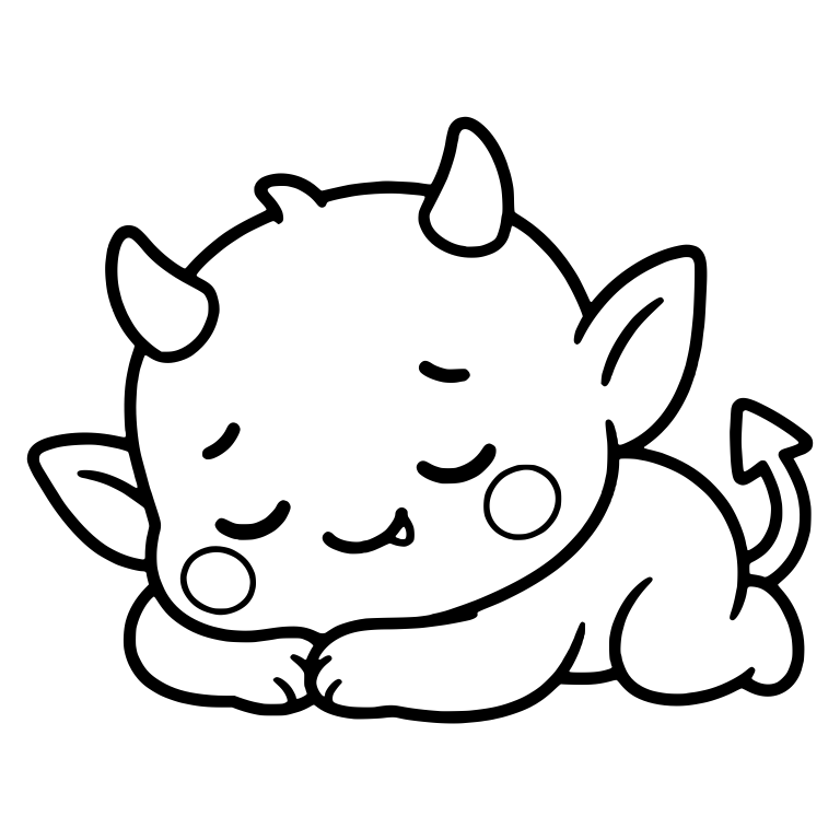 Sleeping Baby Devil Lying Down With Arrow Tail — free fantasy-creature SVG cut file