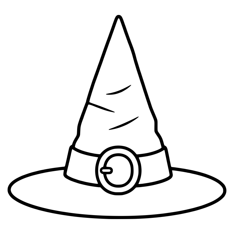 Straight Cone Witch Hat with Oval Buckle and Round Brim — free objects SVG cut file