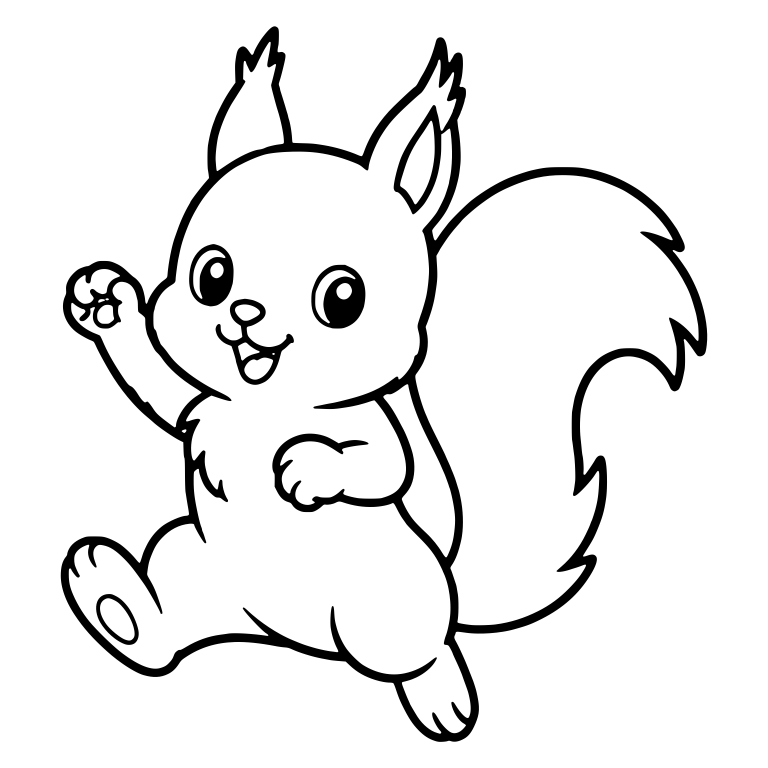Skipping Squirrel Waving One Paw With Tufted Ears — free animal SVG cut file