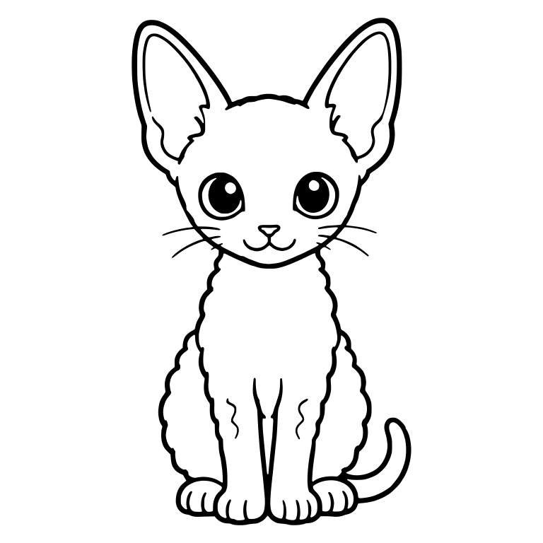 Slender Kitten Sitting Tall with Large Ears — free animal SVG cut file