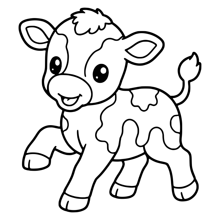 Spotted Calf Walking With One Hoof Raised And Tongue Out — free animal SVG cut file