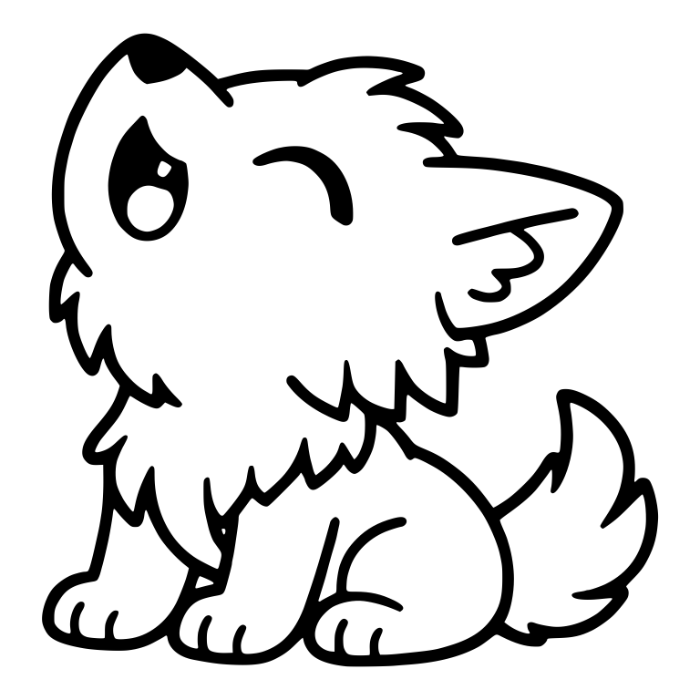 Howling Wolf Pup With Shaggy Neck Fur and Tail — free animal SVG cut file