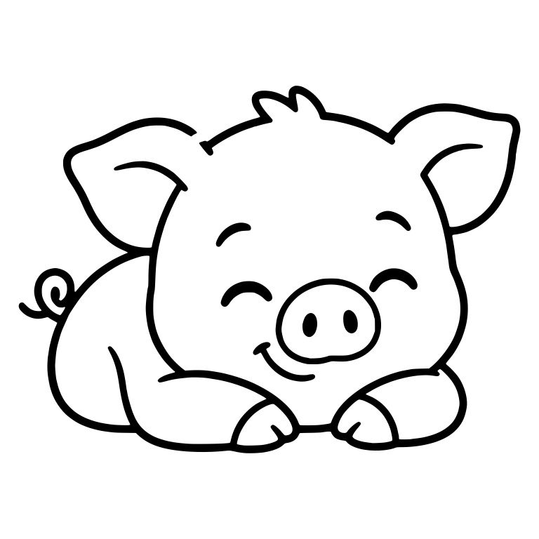 Smiling Piglet Lying With Happy Closed Eyes — free animal SVG cut file