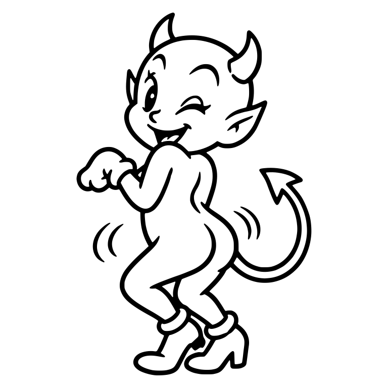 Retro Devil Winking Over Her Shoulder — free fantasy-creature SVG cut file