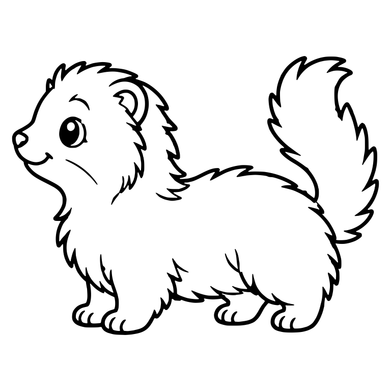 Fluffy Angora Ferret Walking with Bushy Tail — free animal SVG cut file