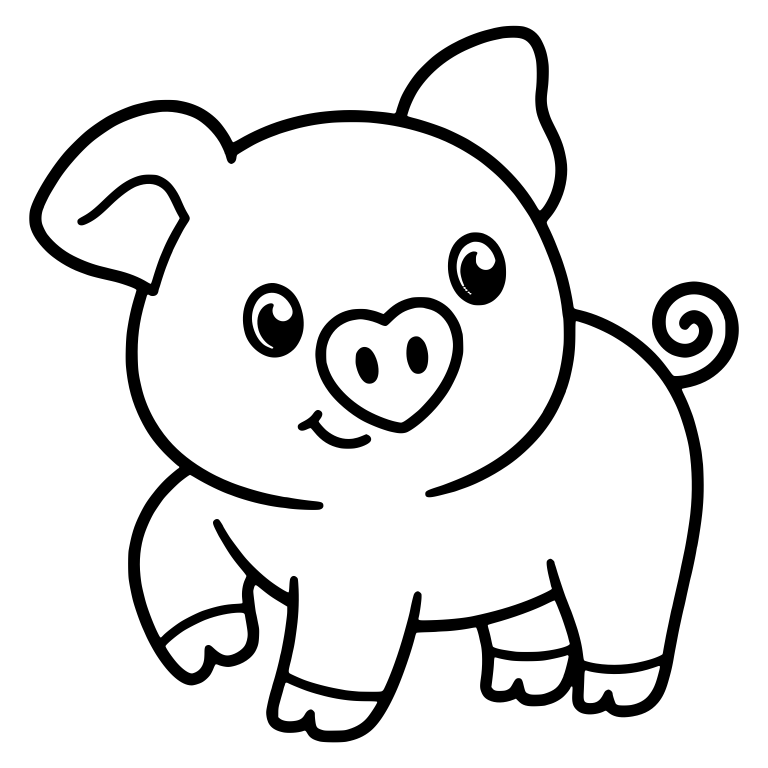 Standing Piglet With Heart Shaped Snout And Curly Tail — free animal SVG cut file