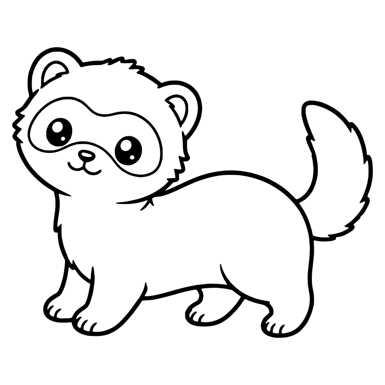 Kawaii Ferret Standing With Head Tilted And Fluffy Tail — free animal SVG cut file
