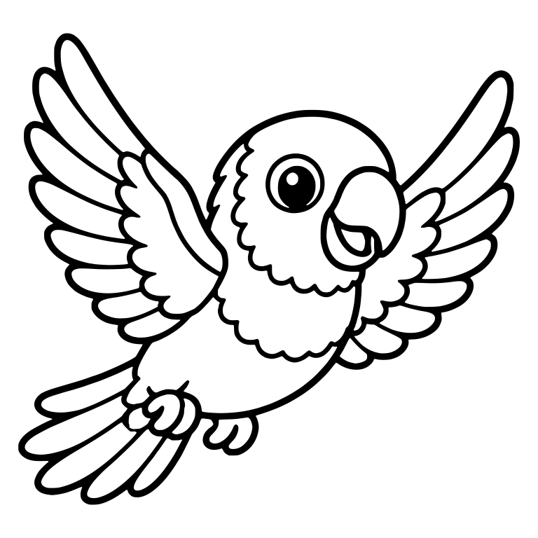 Flying Parrot With Fanned Tail And Open Beak — free animal SVG cut file