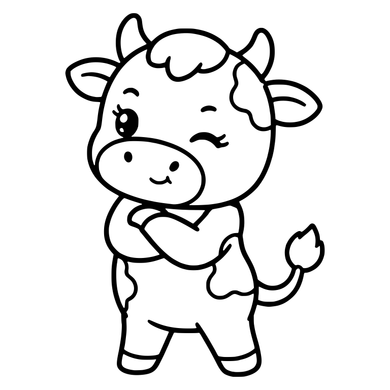 Winking Cow Standing With Arms Crossed and a Smirk — free animal SVG cut file