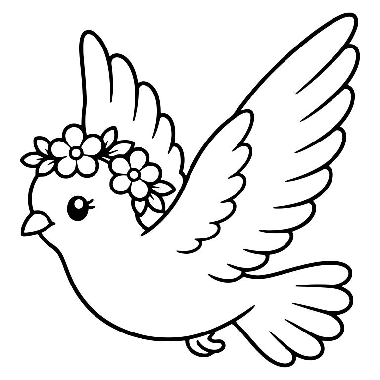 Flying Dove With Flower Crown and Wings Raised — free animal SVG cut file
