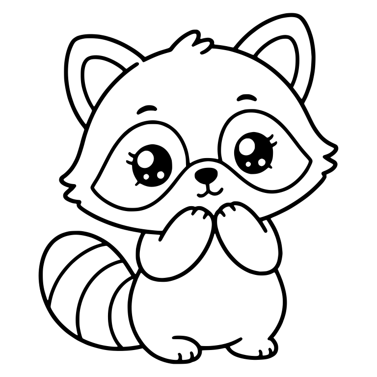 Shy Raccoon With Paws Held Under Chin — free animal SVG cut file