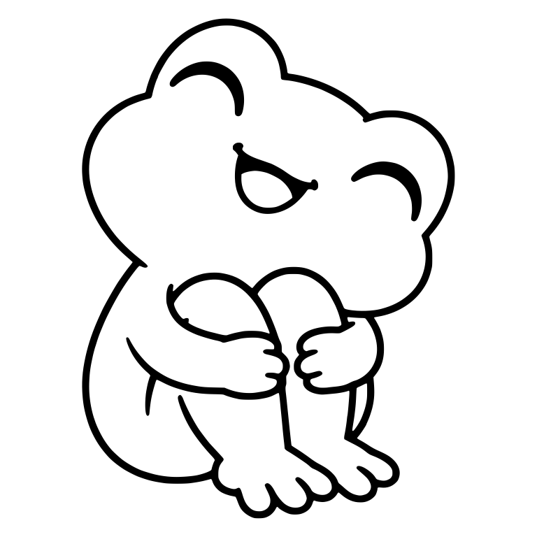 Giggling Chibi Frog Hugging Its Knees — free animal SVG cut file