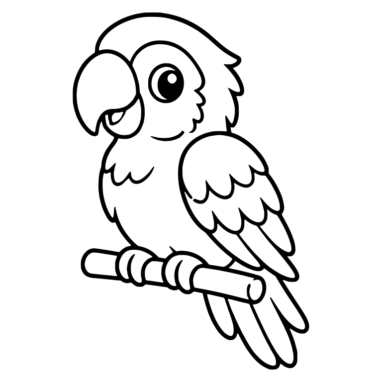 Smiling Macaw Perched on a Bar Facing Left — free animal SVG cut file