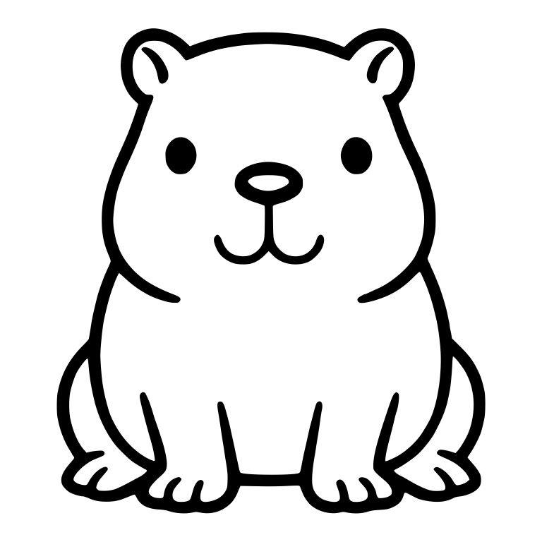 Capybara Sitting with Splayed Back Feet and Wide Smile — free animal SVG cut file