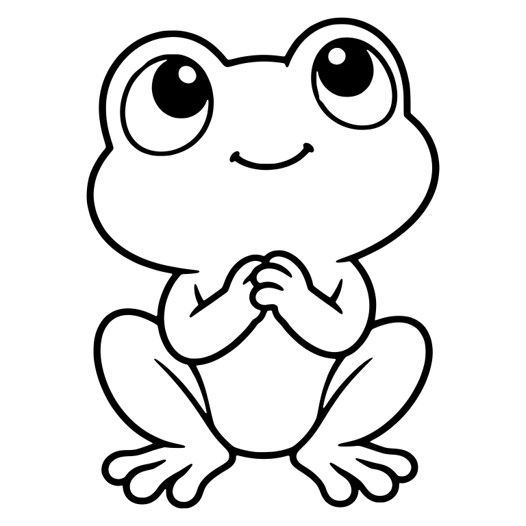 Chibi Frog Looking Up With Clasped Hands — free animal SVG cut file
