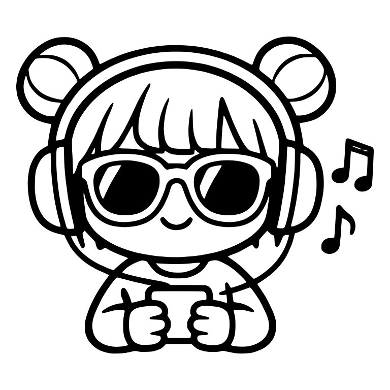 Kawaii Girl With Headphones Sunglasses and Music Notes — free characters SVG cut file