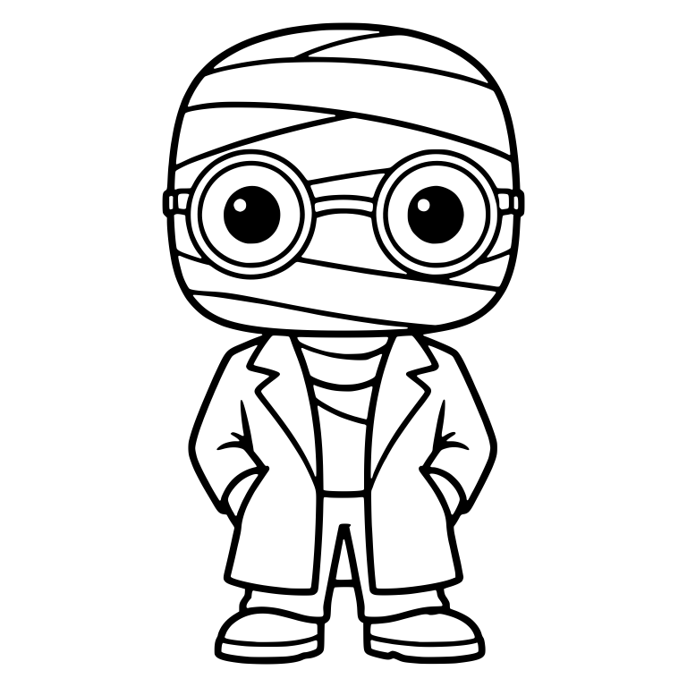 Bandaged Invisible Man With Round Glasses And Long Coat — free characters SVG cut file