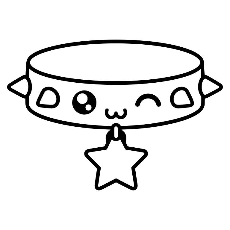 Spiked Collar with Winking Face and Star Charm — free objects SVG cut file