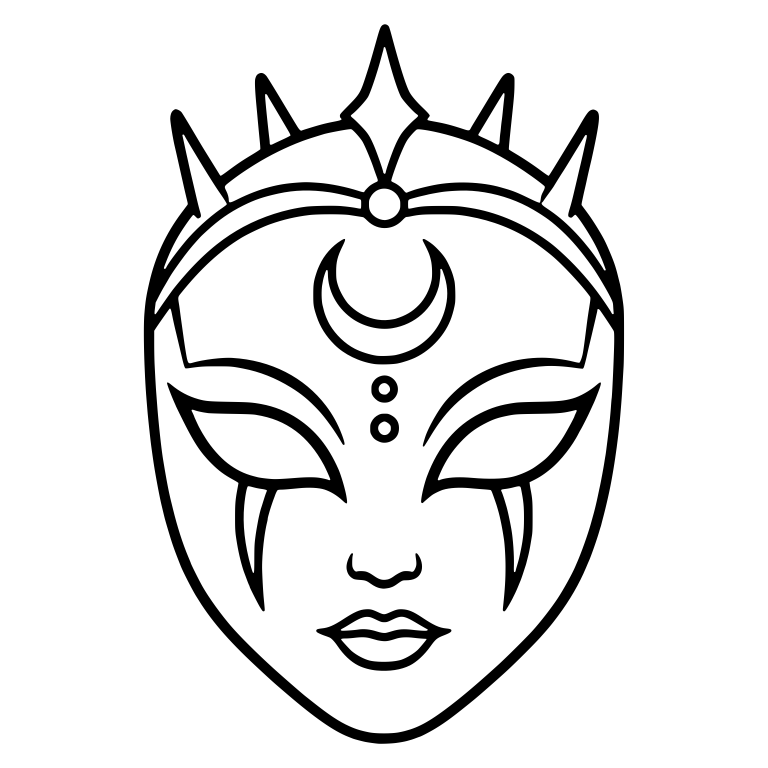Crowned Face Mask With Crescent Moon Brow — free space SVG cut file