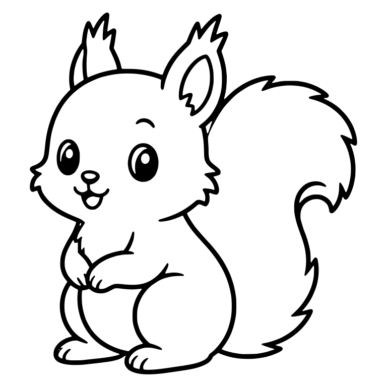 Happy Sitting Squirrel With Ear Tufts and Fluffy Cheeks — free animal SVG cut file