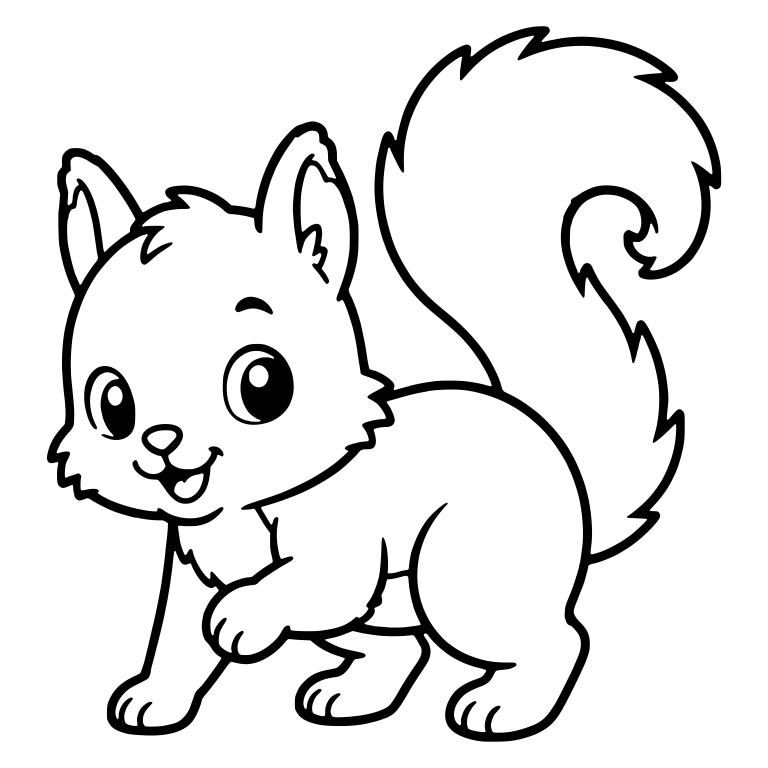 Squirrel Pouncing Forward with Ear Tufts and Curled Tail — free animal SVG cut file