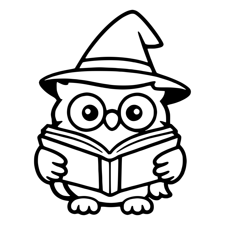 Bookworm Wizard Owl With Glasses Reading Open Book — free animal SVG cut file