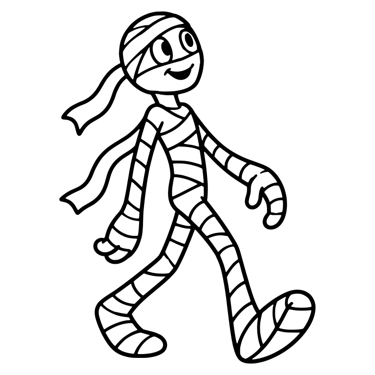Retro Mummy Walking With Smile and Trailing Bandages — free fantasy-creature SVG cut file