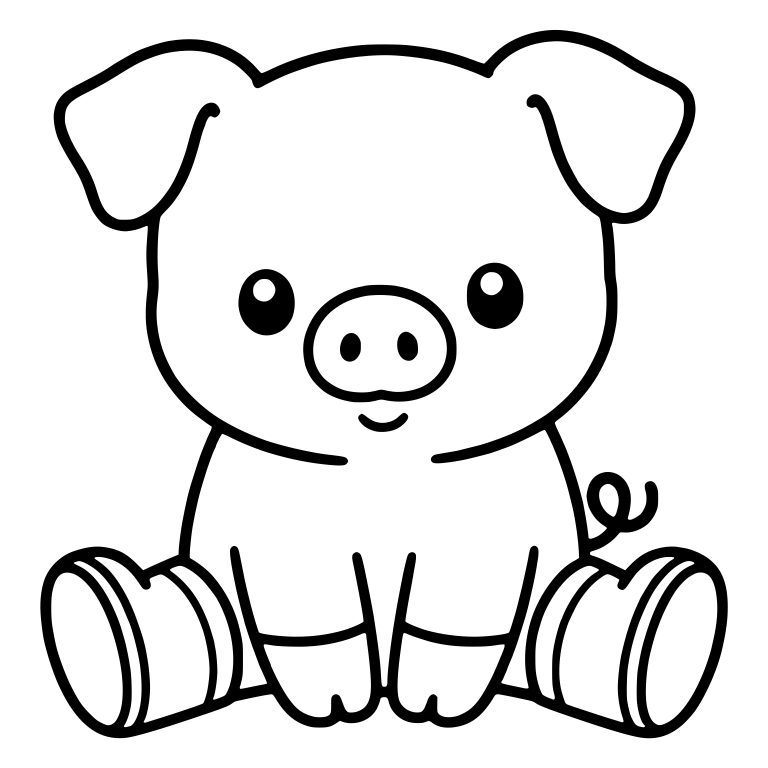 Sitting Piglet Wearing Rain Boots — free animal SVG cut file