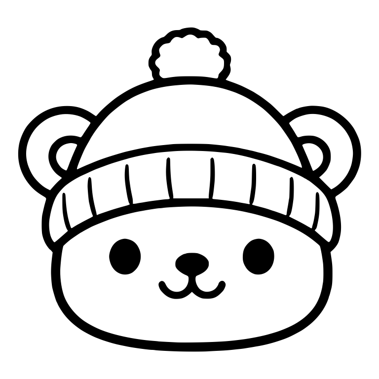 Smiling Bear Face in Ribbed Pom-Pom Beanie — free animal SVG cut file