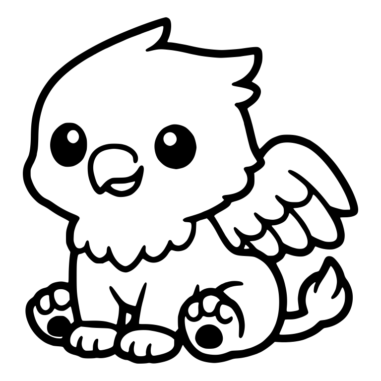 Baby Griffin Sitting With Folded Wing and Eagle Beak — free fantasy-creature SVG cut file