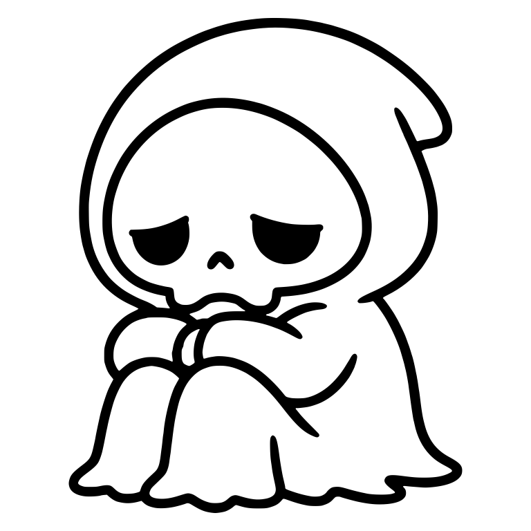 Moody Grim Reaper Sitting And Hugging Its Knees — free characters SVG cut file