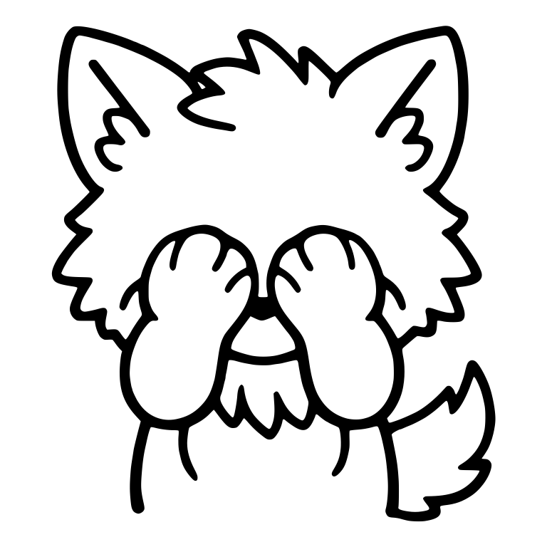 Shy Kawaii Wolf Pup Hiding Its Face Behind Paws — free animal SVG cut file