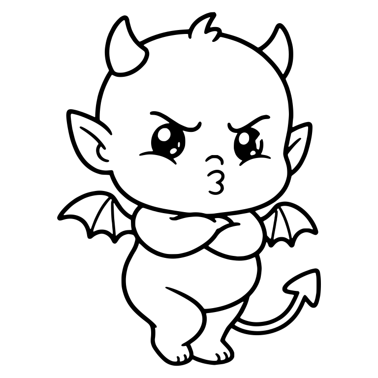 Pouting Baby Devil With Crossed Arms and Bat Wings — free fantasy-creature SVG cut file