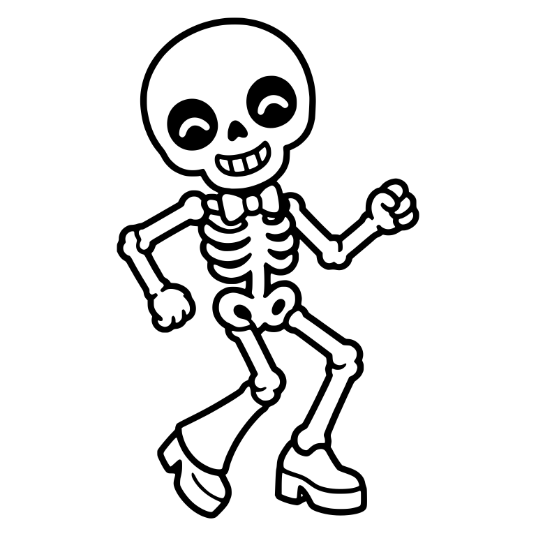 Dancing Skeleton With Bow Tie And Platform Shoes — free skeleton SVG cut file