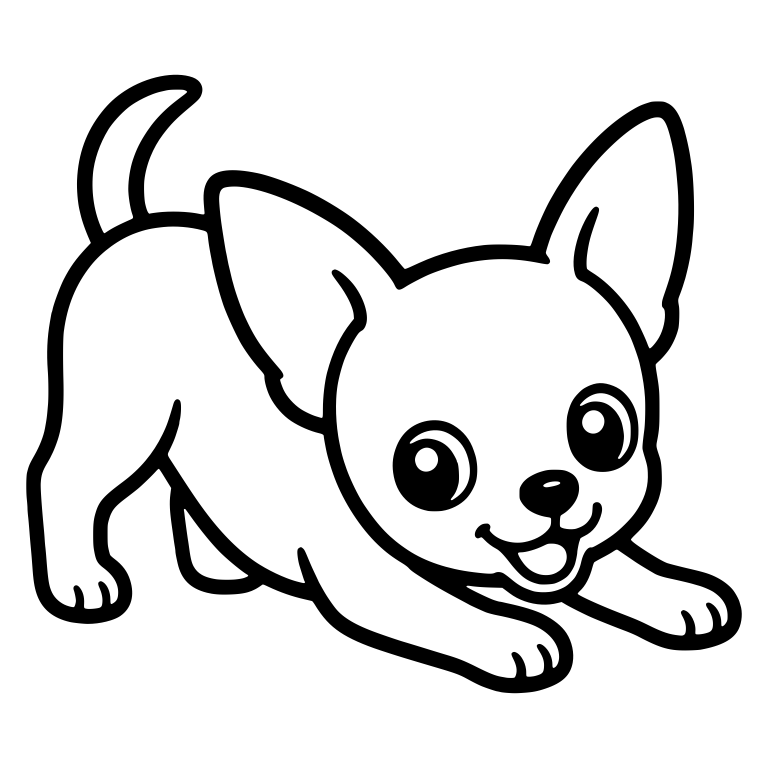 Shorthair Chihuahua Puppy Play Bow With Open Smile — free animal SVG cut file