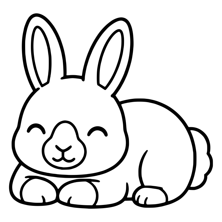 Happy Bunny Lying Down With Closed Smiling Eyes — free animal SVG cut file