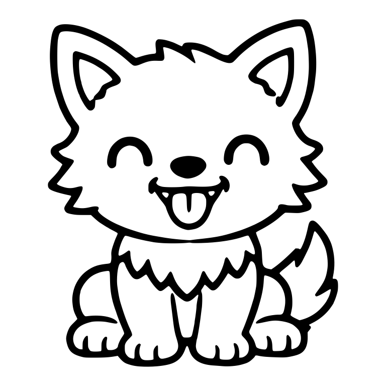 Cheerful Wolf Pup With Closed Eyes and Tongue Out — free animal SVG cut file
