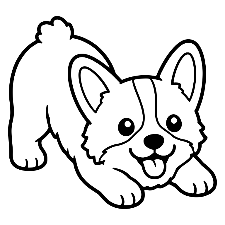 Corgi Puppy Play Bow With Rear Up and Tongue Out — free animal SVG cut file