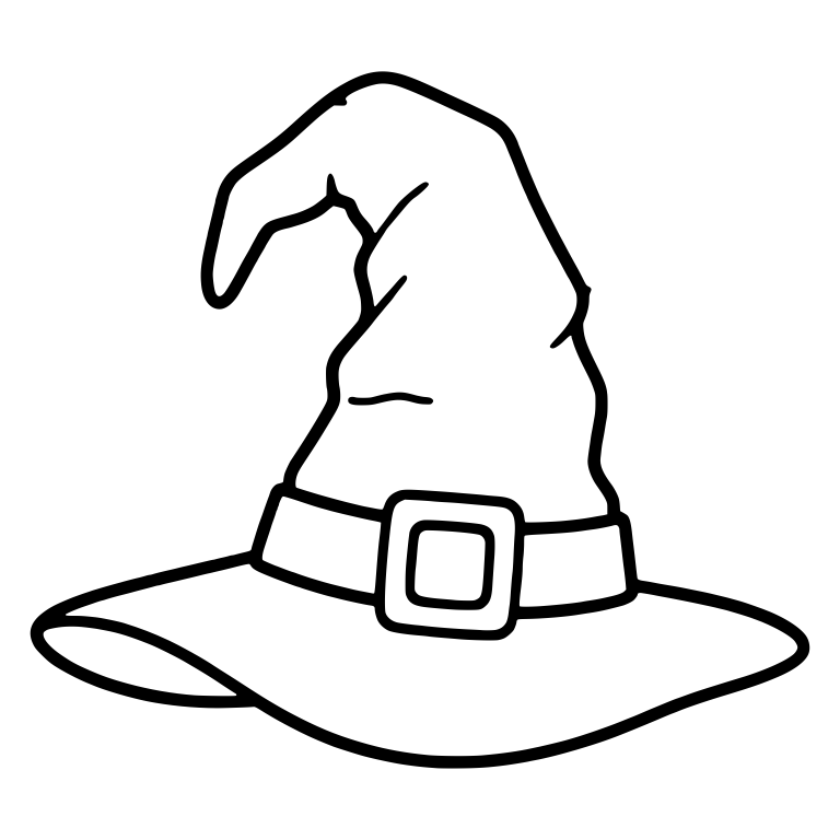 Crooked Witch Hat with Square Buckle and Bent Tip — free objects SVG cut file