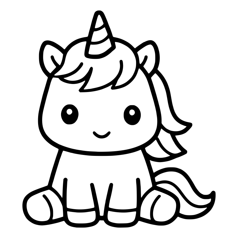 Sitting Baby Unicorn With Swept Bangs And Wavy Tail — free fantasy-creature SVG cut file