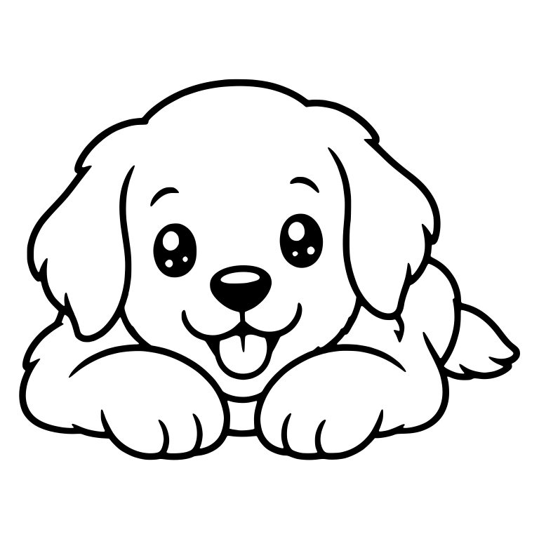 Golden Retriever Puppy Lying Down with Paws Forward — free animal SVG cut file