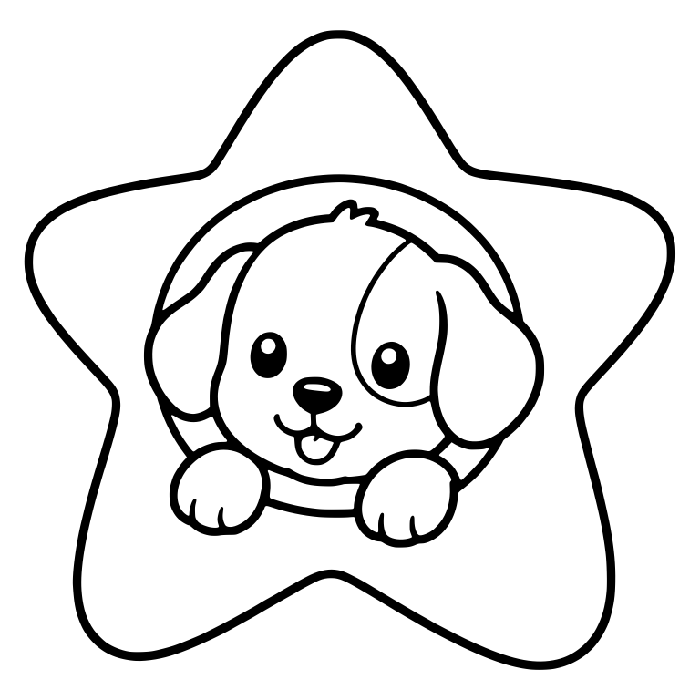 Puppy Peeking from Star Frame with Paws Up — free animal SVG cut file
