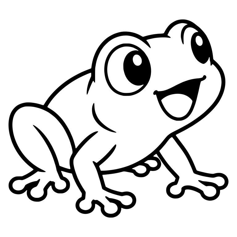 Crouching Chibi Frog With Open Mouth Looking Up — free animal SVG cut file