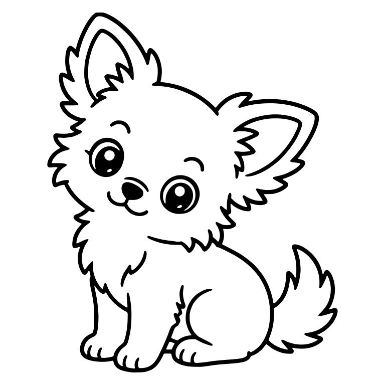 Longhair Chihuahua Puppy Sitting With Head Tilted — free animal SVG cut file